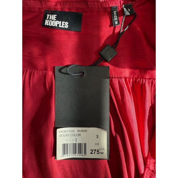 The Kooples Red Long Sleeve Mini Dress Elastic‎ Waist Ruffled Viscose Sz US 8 - Picture 6 of 15